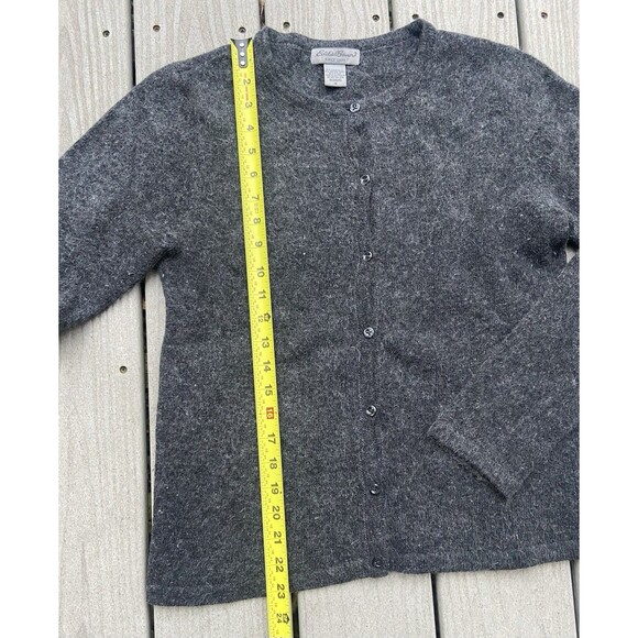 Vintage Eddie Bauer Women’s Lambswool Angora Cardigan Gray Fuzzy Knit Sweater M - Picture 6 of 11